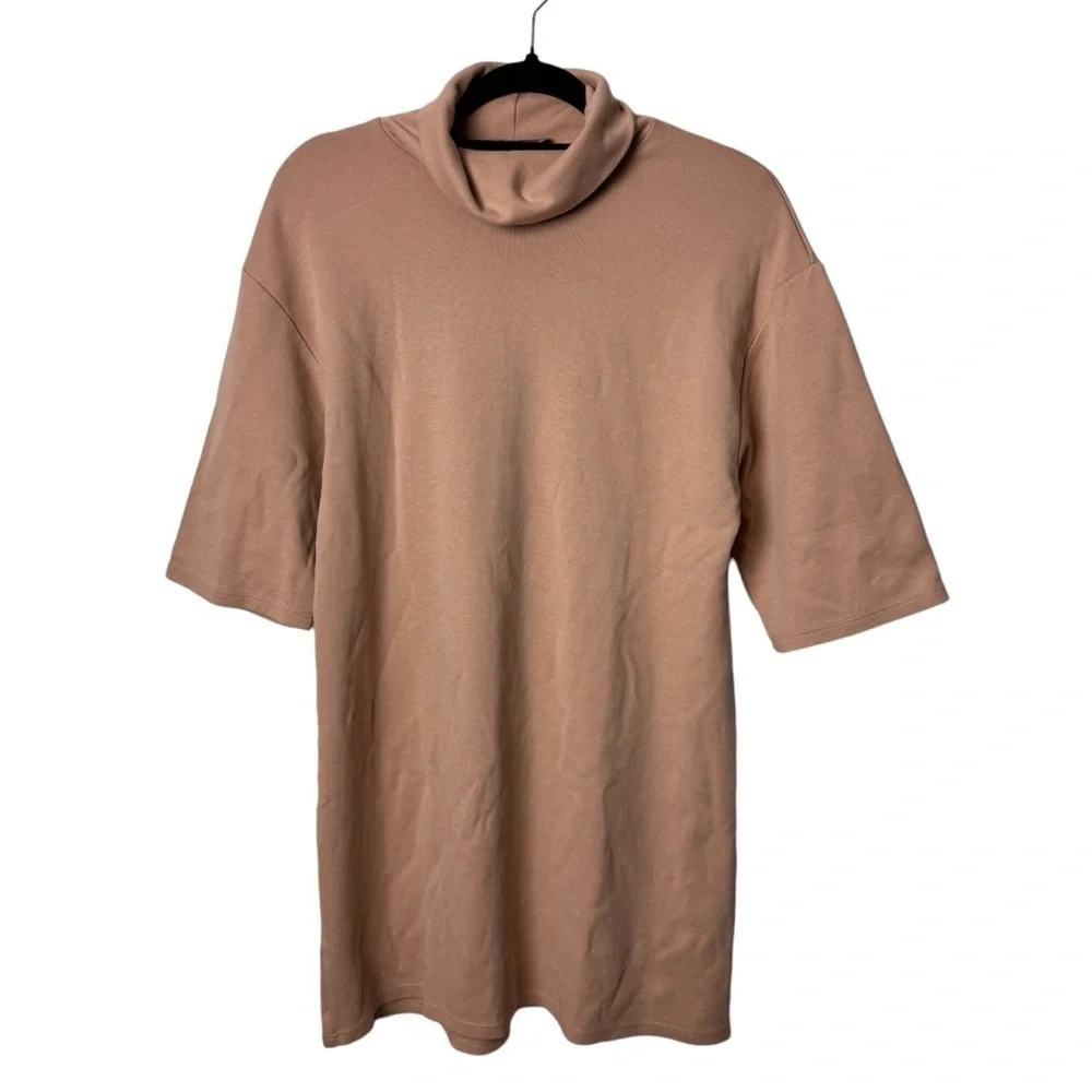 brown sweater dress zara Crewneck Knit Featuring a matching fabric belt. Sweater Dress Zara Knit Long